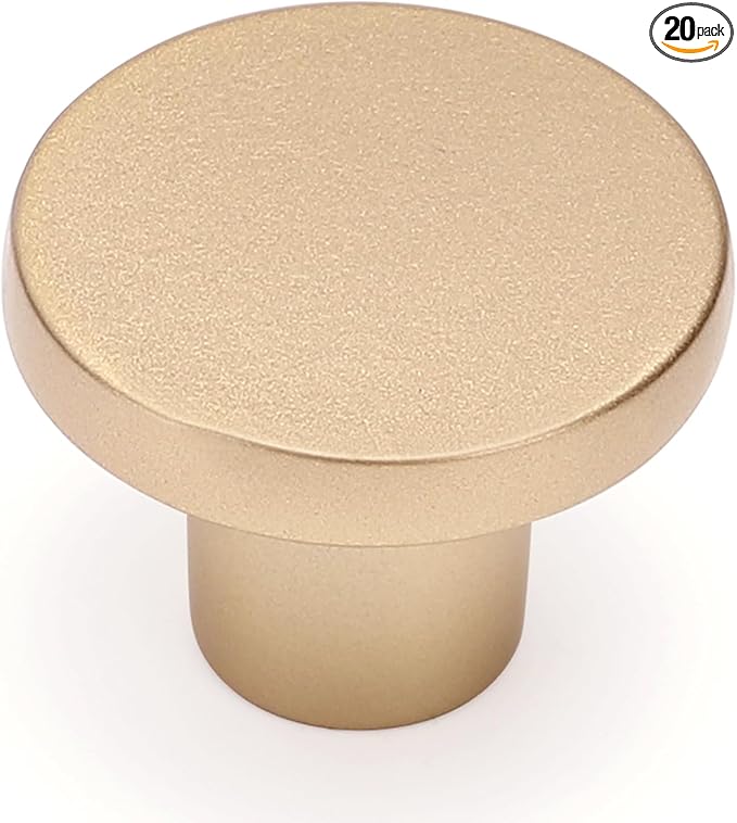 Ravinte 20 Pack Cabinet Knobs Champagne Gold Kitchen Cabinet Knobs Round Dresser Drawer Pulls Closet Door Pulls 1-1/5 Inch