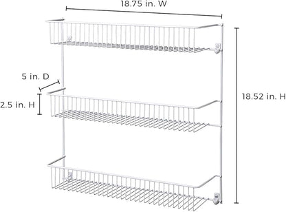 ClosetMaid 3-Tier Hanging Wall Mounted Metal Rack for Spices, Shelf Storage, Pantry Organization, Laundry, Kitchen, Bathroom, White, 8022 (Pack of 2)