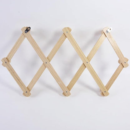 AMAPON Accordion Style Expandable Wall Wooden Coat Rack 10 Hooks (Pegs) Hang Hats Jackets Coffee Mug Purses Necklaces Towels Cap Leash Scarves Data Line Kitchenware