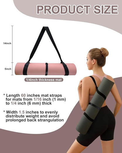 Yoga Mat Carrier, Premium Yoga Strap for Carrying Yoga Mats with Adjustable Hook and Loop Strap, Suitable for Carrying Most Sizes of Yoga Mats, Free Your Hands, Soft and Durable
