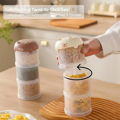 Dog Treat & Supplement Container, 3-Layer Stackable Pet Snack Organizer with Measuring Scoop, Portable Training Treat Holder for Walking, Travel & Daily Feeding, Airtight Pet Food Storage