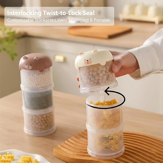 Dog Treat & Supplement Container, 3-Layer Stackable Pet Snack Organizer with Scoop, Portable Training Treat Holder for Walking, Travel & Daily Feeding