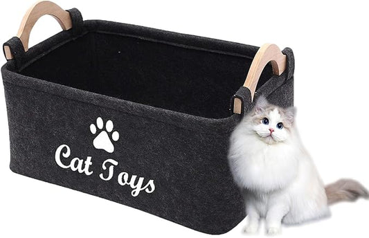 CozyCove Felt pet Toy Box Collapsible Pet Supplies Storage Basket cat toy box storage basket chest organizer，Fabric Storage Bin for Organizing Pet Toys, Blankets, Leashes, and Food