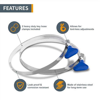 POWERTEC 4" x 20' Flexible PVC Dust Collection Hose with 2 Stainless Steel Key Hose Clamps for Table Saw, Band Saw, Planer, Jointer, Woodworking and Garage, Woodshop Dust Collection System (70244V)
