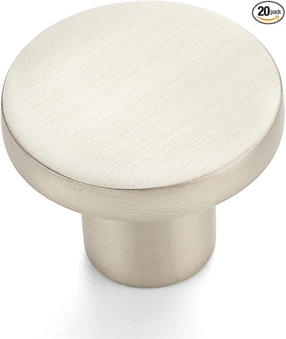 Ravinte 20 Pack Cabinet Knobs Brushed Nickel Kitchen Cabinet Knobs Round Dresser Drawer Pulls Closet Door Pulls 1-1/5 Inch