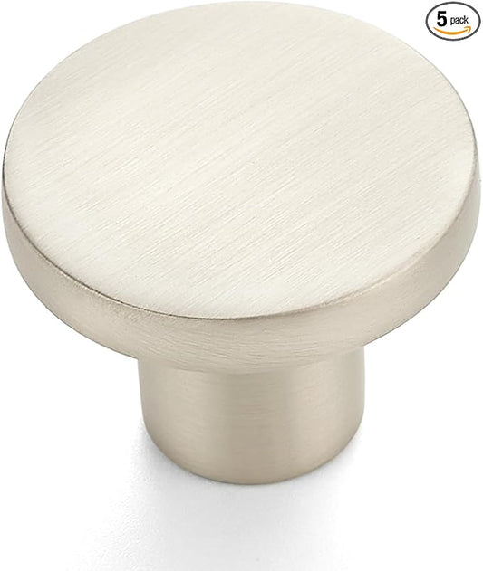 Ravinte 5 Pack Cabinet Knobs Brushed Nickel Kitchen Cabinet Knobs Round Dresser Drawer Pulls Closet Door Pulls 1-1/5 Inch