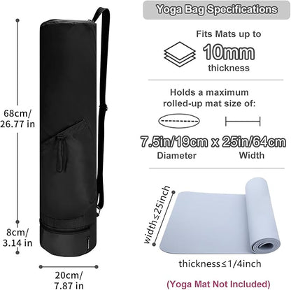 sportsnew Yoga Mat Bag, Full Zip Cargo Yoga Mat Carrier Bag with Drawstring Water Bottle Pocket and Bottom Wet Pocket, Exercise Yoga Mat Carrier Holder Multi-Functional Storage Bag Patent Pending