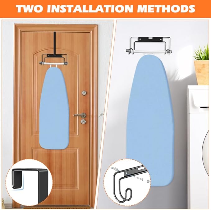 Ironing Board Holder Wall Mount/Over The Door, Ironing Board Hanger Load Capacity 22 lb, Y T Leg Heavy Duty Iron Boar-d Holder Hook with Removable Hook for Laundry Room