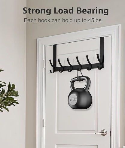 Over The Door Hooks, Door Hanger Hooks for Hanging, Over The Door Towel Racks for Bathroom, Coat Rack Door Towel Hanger Towel Hooks (1Pack, Black)
