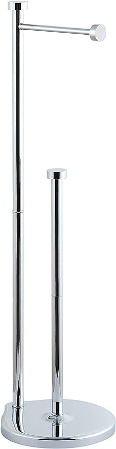 SunnyPoint Free Standing Bathroom Toilet Paper Holder Stand with Reserve, Reserve Area has Enough Space for Jumbo Roll (Chrome)