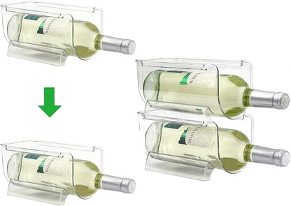 Set of 4 Refrigerator Wine Rack, Cabinet Water Bottles Storage Organizer, Stackable Wine Rack for Kitchen Countertop Save Space, 1-Bottle 4 Packs