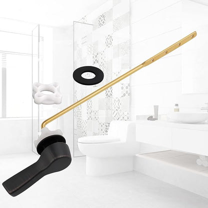 Hibbent Universal Metal Front Mount Toilet Handle Replacement Kit, Brass Toilet Flush Tank Lever with Stainless Steel Flapper Chains for Most Toilets, Oil-Rubbed Bronze Finish