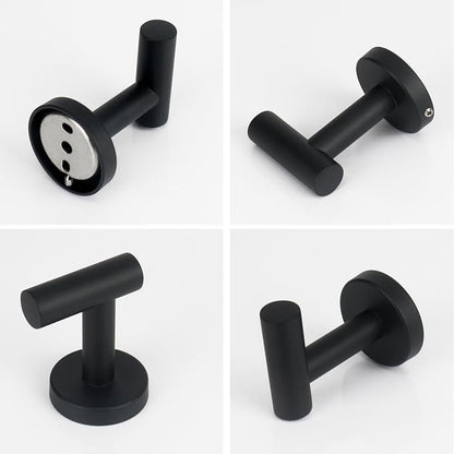 NearMoon Bath Towel Hooks- SUS 304 Stainless Steel Robe Hook Holder, Heavy Duty Coat Hook for Bathroom Livingroom Hotel Kitchen Garage, Wall Mounted (Matte Black, 8 Pack)