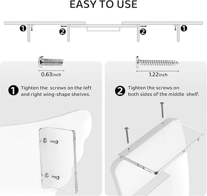 Dual Monitor Stand Riser, Wing-Shaped Sturdy Desktop Wood Stand for 2 Monitors, White Riser for Laptop, PC, Computer