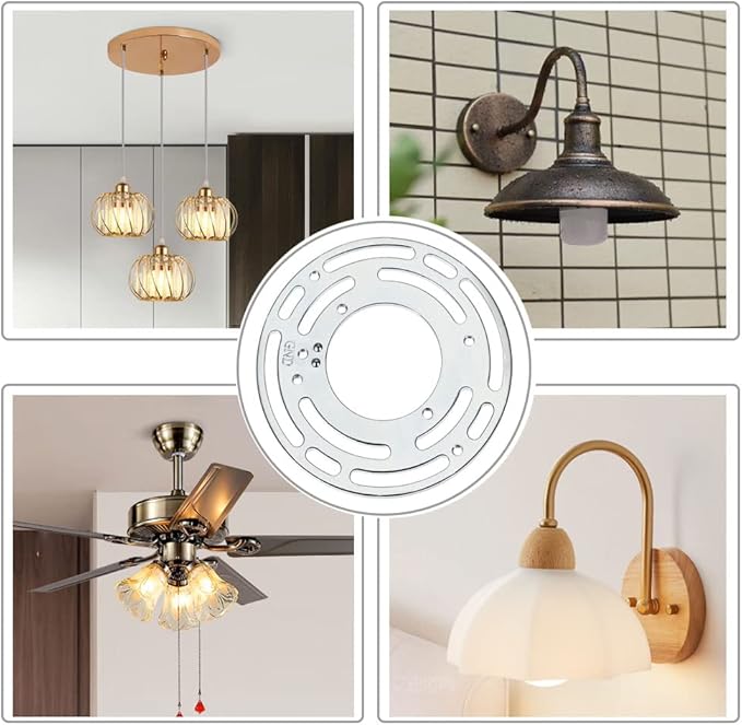 4Inches Universal Light Fixture mounting Bracket, 8 Sets 4" Circle Mounting Bracket for Mount Wall Light, Chandelier