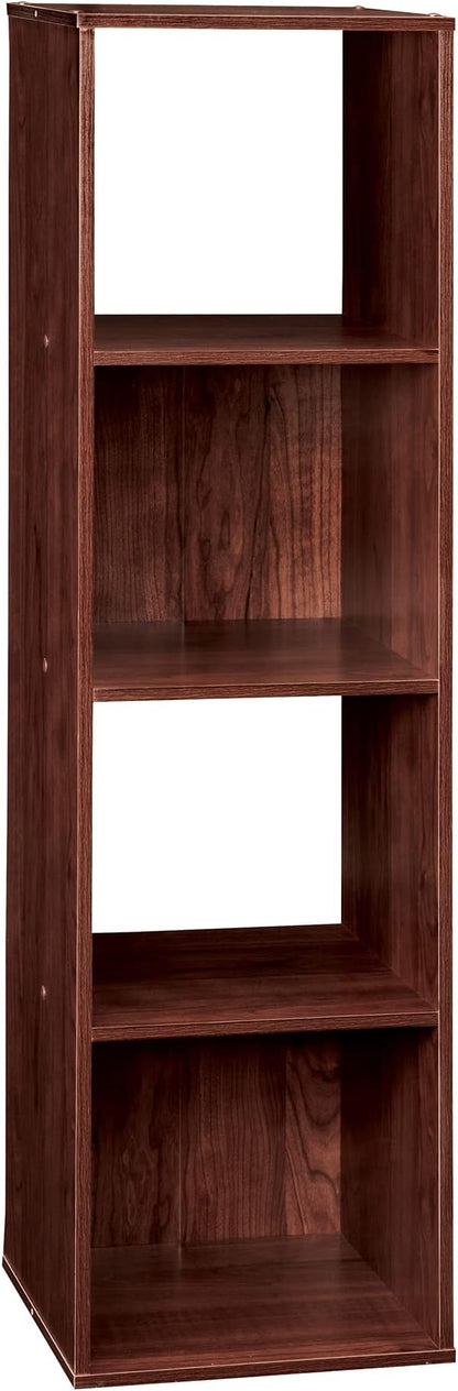 ClosetMaid Cubeicals 4 Cube Storage Shelf Organizer Bookshelf, Stackable, Vertical or Horizontal, Easy Assembly, Wood, Dark Cherry Finish