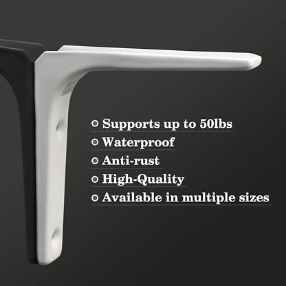 SAYAYO 4 PCS Iron Wall Shelf Bracket, 4 x 4 Inch Heavy Duty Shelf Support Bracket Decorative Joint Angle Bracket, Bright White