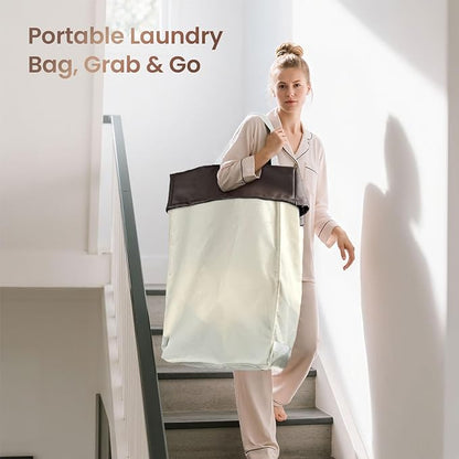 160L Laundry Basket with Wheels, 2-section Rolling Laundry Basket, Large Laundry Hamper with Wheels, Rolling Laundry Hamper Clothes Hamper for Home, Bathrooms and Dorm(Beige)