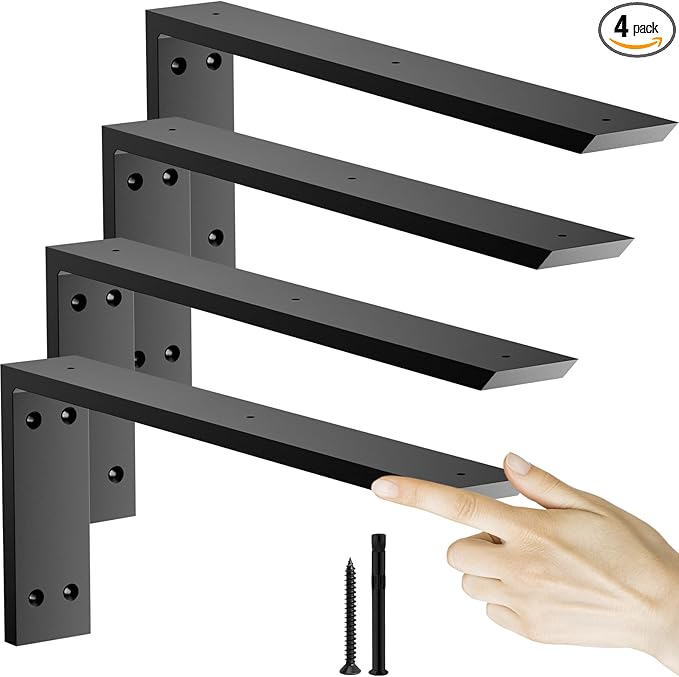 Countertop Support Bracket 18 inch 4 Pack (3/8" Thick),Premium Heavy Duty Granite Countertop Brackets 18"x8"x2.5",Shelf L Bracket Mantel Corbels for Quartz,Wood,Concrete and Laminate Countertops