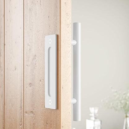 SMARTSTANDARD 12" Barn Door Handles,Sliding Barn Door Pull Handle White Heavy Duty Large Rustic Two-Side Design for Gates Garages Sheds Furniture Solid Steel Material Round