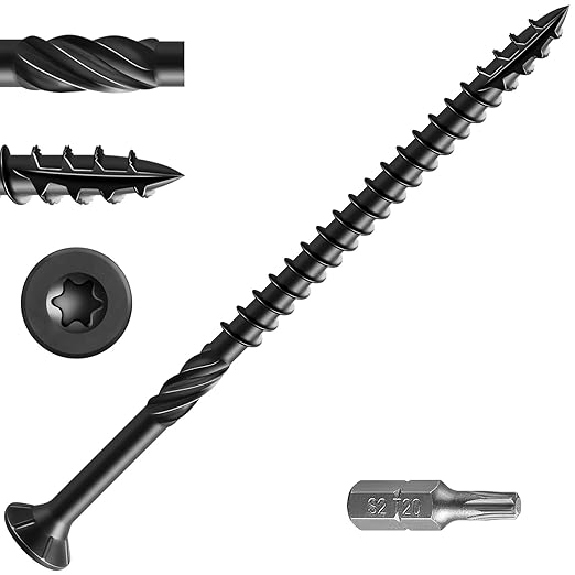 #10 * 3-1/2" Black Deck Screws, (58pcs) 1 lbs.Exterior Wood Screws, Rust Resistant Epoxy Coated, Bronze, T20 Star Bit