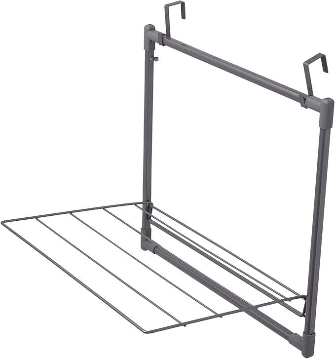 Household Essentials Metal Expandable Over the Door Drying Rack, Gray