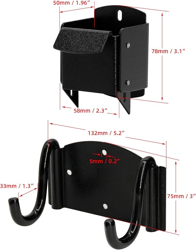 Heavy-Duty Wheelbarrow Storage Bracket, Black, Sturdy, 80 lbs Capacity, for Outdoor Use