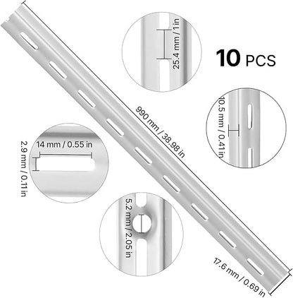VEVOR Shelf Pilaster, 39-inch 10 Pack, Upright Wall Shelving System, Heavy Duty Support System Single Slot Shelf Rails, 40 Screws Included, Suitable for Cabinet Closet Organization Storage, Silver