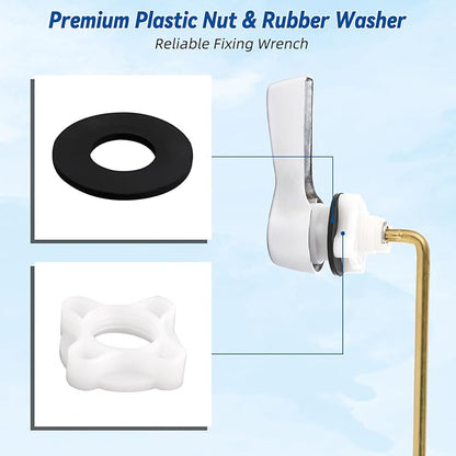 Hibbent Universal Front Mount Metal Toilet Handle Replacement Kit, Brass Toilet Tank Flush Lever with Stainless Steel Adjustable Flapper Chains for Most Toilets, Chrome