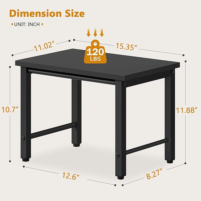 Printer Stand-Desktop Shelf Storage Organizer for Printers,Small End Table, Book Shelf and Wooden Desk Shelf for Home Office, Black