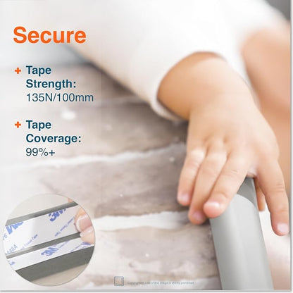 Roving Cove HeftyFit Edge Corner Protector Baby Proofing (Large 18ft Edge 8 Corners), Heavy-Duty, Soft NBR Rubber Foam, Furniture Fireplace Safety Bumper Guard, 3M Adhesive, Stone Grey
