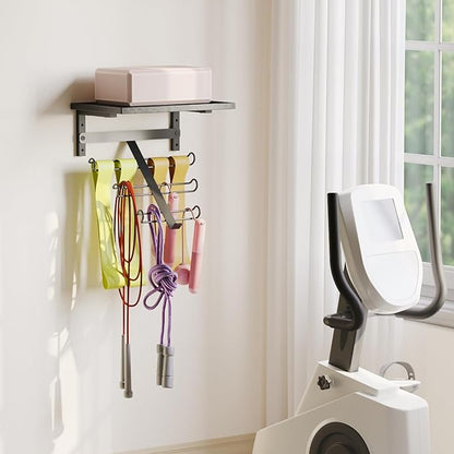 TJ.MOREE Resistance Rack Band Storage Hanger with Shelf Gym Equipment Organizer, Storage Rack for Home Gym,Black