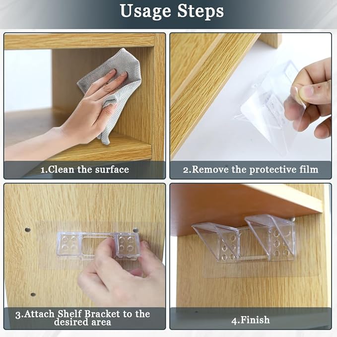 12 Pcs Punch Free Shelf Support Peg，Self Adhesive Support Shelf Bracket，Strong Load Bearing for Shelves Kitchen Cabinet Book Closet