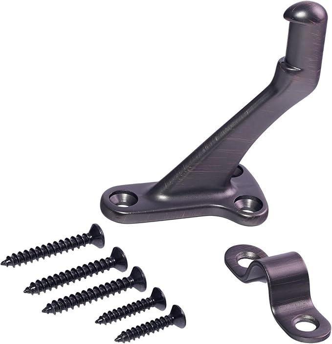 Oil Rubbed Bronze Handrail Bracket, 3 Pack Heavy Duty Stair Support Hardware with Screws, 3 Inch Metal Wall Mount Railing Bracket for Home Staircase