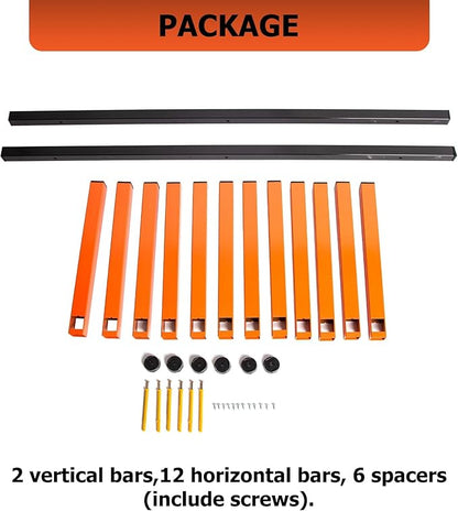 ECOTRIC Lumber Rack Wall Mount Wood Organizer Lumber Organizer - Heavy Duty Metal 6 Levels Shelf Lumber Storage Rack Max 600 Lbs (1 Pack), Indoor & Outdoor Use - Orange