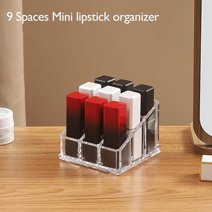 2 PCS Lipstick Organizer and Storage, Acrylic Lipstick Holder, 9 Slots Clear Case Display Rack Holder (QX153)
