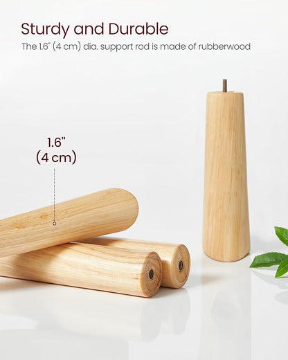 VASAGLE Solid Wood Coat Rack, Free Standing Tree-Shaped Coat Rack with 8 Hooks, 3 Height Options, for Clothes, Hats, Bags, Living Room, Bedroom, Home Office, Caramel Brown URCR01WN