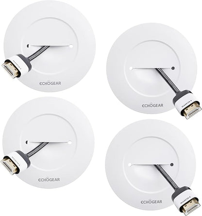 ECHOGEAR TV Cord Hider for Wall Mounted TV 4 Pack - Cable Management Kit Hides TV Wires - Includes 2 Pass Throughs, Locking Brackets, and Hole Saw Drill Attachment (White)