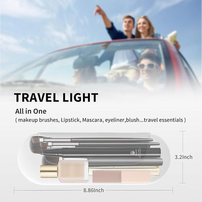 Silicone Makeup Brush Holder Travel Cosmetic Bag：Soft Portable Cosmetic Face Brushes Holder with Upgrade Anti-Fall Out Magnetic Closure, Large Travel Makeup Brush Case - White