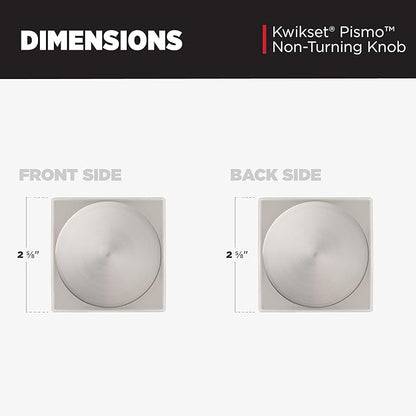 Kwikset Pismo Dummy Door Knob, Single Sided Handle for Closets, French Double Doors, and Pantry, Satin Nickel Non-Turning Interior Push/Pull Door Knob, with Microban Protection, Square Rose