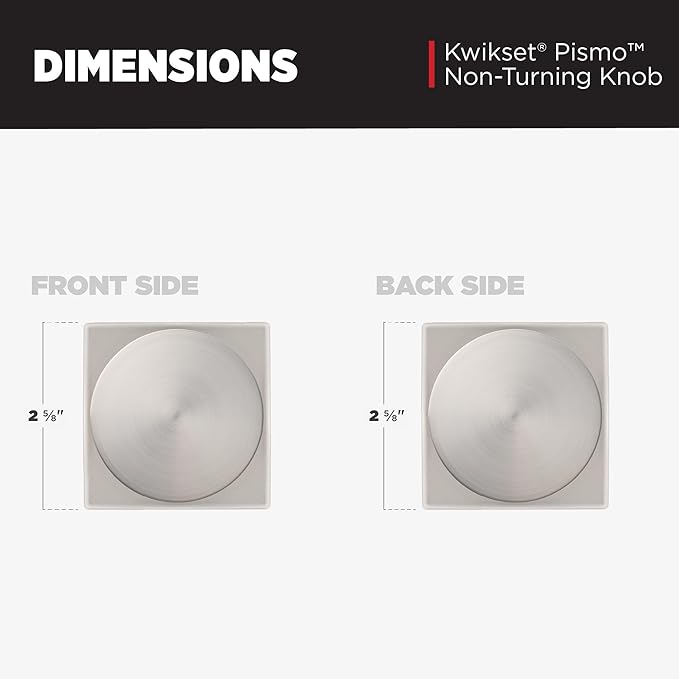 Kwikset Pismo Dummy Door Knob, Single Sided Handle for Closets, French Double Doors, and Pantry, Satin Nickel Non-Turning Interior Push/Pull Door Knob, with Microban Protection