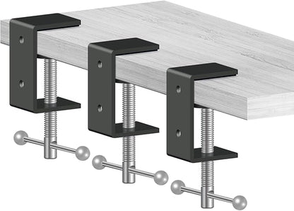 2-Pack 1 Inch Heavy Duty Black C-Clamps for Desk & Table, 0-1.5 Inch Clamping Range, 2 Mounting Holes, Metal Workbench Clamps, Garland Clamps, Mantle Clamp