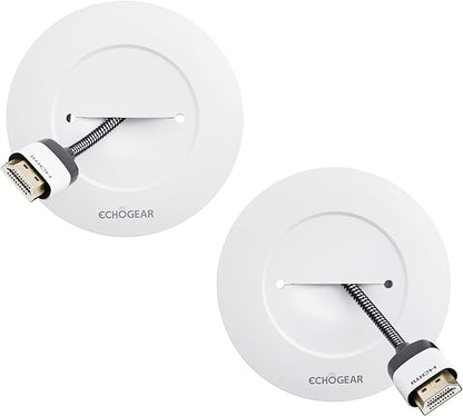 ECHOGEAR TV Cord Hider for Wall Mounted TV - White Cable Management Kit Hides TV Wires Behind The Wall- Includes 2 Pass Throughs, Locking Brackets, and Hole Saw Drill Attachment for Easy Install