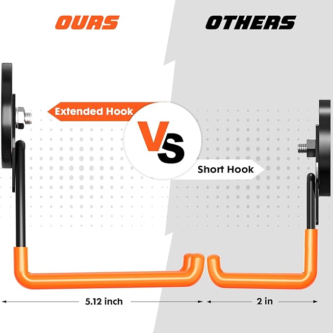 Heavy-Duty Storage Magnetic Hooks，No Need for Drilling, with Anti-Slip Coating, Suitable for Garages, Workshops, Kitchens, Storage Cabinets, RVS, Garden Tool Storage (Orange 3 pcs)