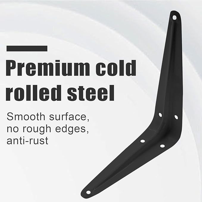 10 Pcs Shelf Brackets, 4 x 5 Inch Black Heavy Duty Metal Wall Corner Angle Shelving for Wall Hanging Shelves with Wall Anchors and Screws(Black)