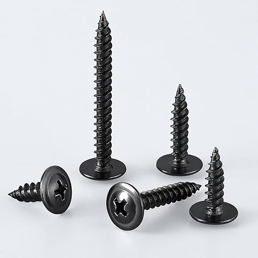(300 pcs) Wensilon #10×3/4" Black Phillips Truss Head Wood Screws Quick Metal Self Tapping