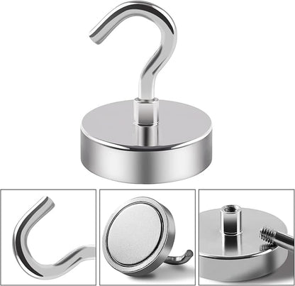 DIYMAG 6 Packs Magnetic Hooks,170 Lb Heavy Duty Neodymium Magnets for Refrigerator, Strong Cruise Ship Essentials Hook for Hanging, Magnetics Hanger for Grill