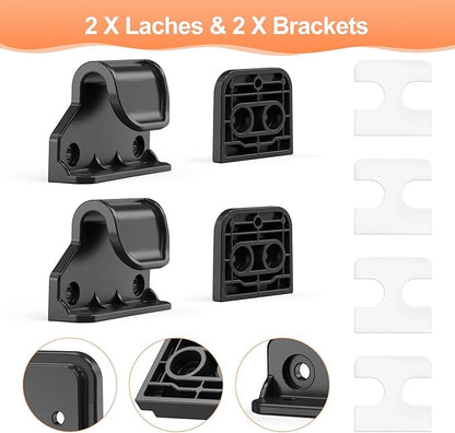 EZIGO Retractable Baby Gates Replacement Parts, Full Set Wall Mounting Accessories Including Brackets, Latches, Screws for 120 inch Extra Wide Baby Gate Pet Gate Mesh Gate Retractable Dog Gate, Black