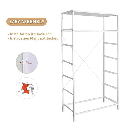 Mifuro Tall Dresser for Bedroom, Vertical Storage Organizer Tower with 7 Drawers, Chest of Drawers with Fabric Bins, Steel Frame, Wood Top for Bedroom, Closet, Entryway- Light Grey