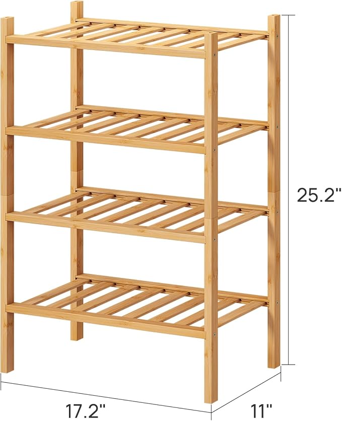 Small Shoe Rack, 6-Tier Shoe Shelf for Entryway, Bamboo Wood Shoe Rack for Closet & Hallway, Long 17.2IN | Beautiful | Functional | Sturdy | Durable